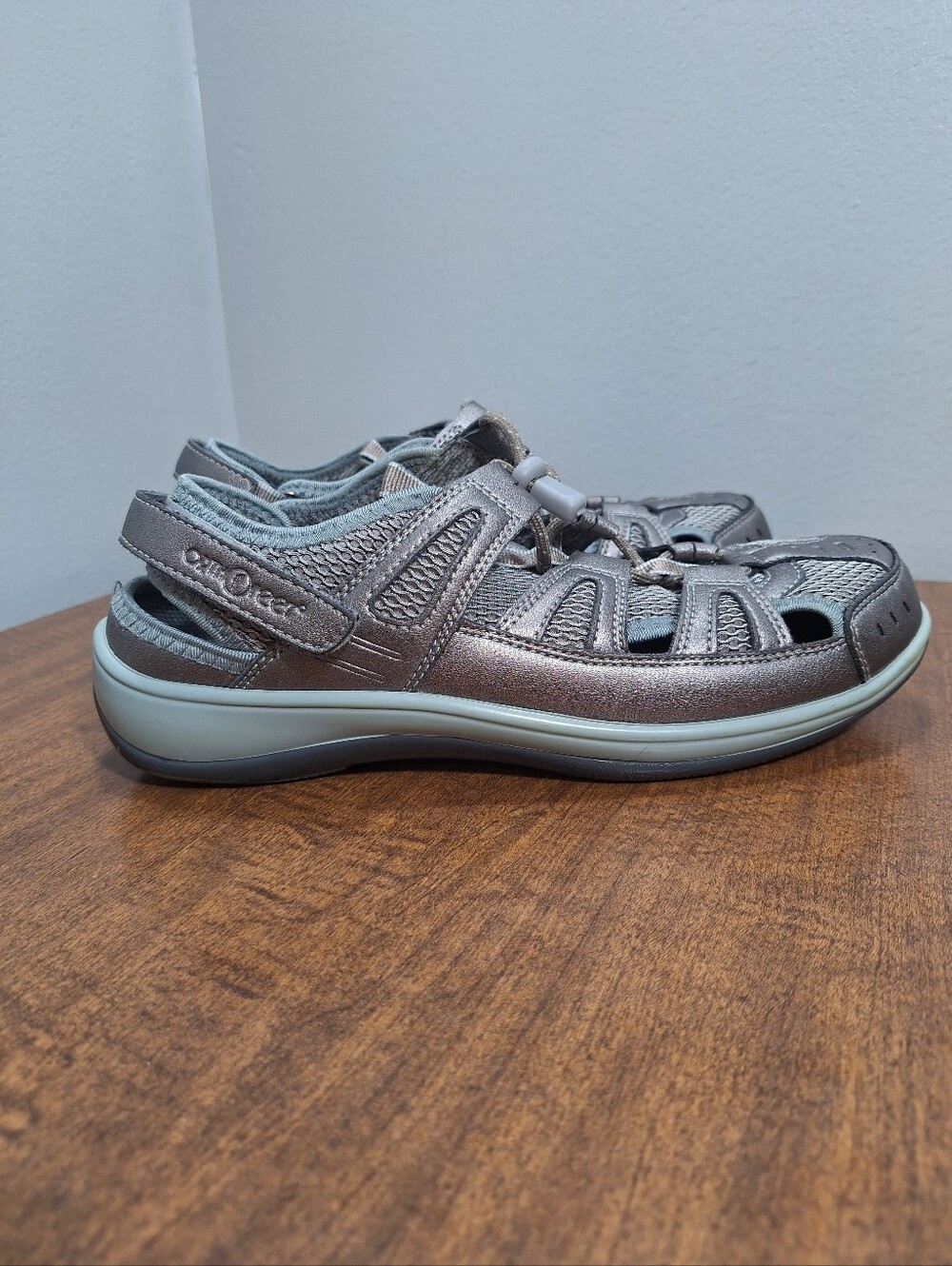 Orthofeet Verona Gray Leather Orthotic Fisherman Comfort Sandals Wms 9EE X-Wide
